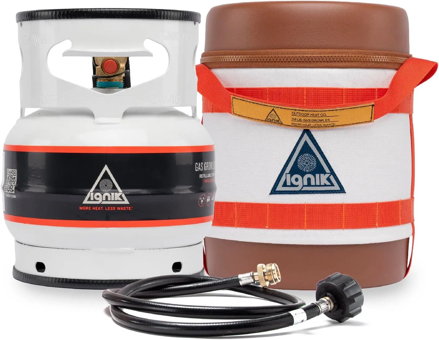 Ignik Refillable Gas Growler Deluxe 3.8-Pound Propane Tank with Carry Case and Adapter Hose, Natural Case/White Tank