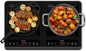 Induction Cooktop 2 Burner, 1800W Double Induction Cooktop with 10 Power & Temp Settings, Dual Electric Burner with Booster Function and 4-Hour Timer, Electric Countertop Stove with Child Safety Lock
