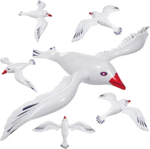 Inflatable Seagull Balloons, 6PCS Summer Beach Hawaiian Swimming Pool Party Decorations Blow Up Birds Balloons for Kids Outdoor Water Activities