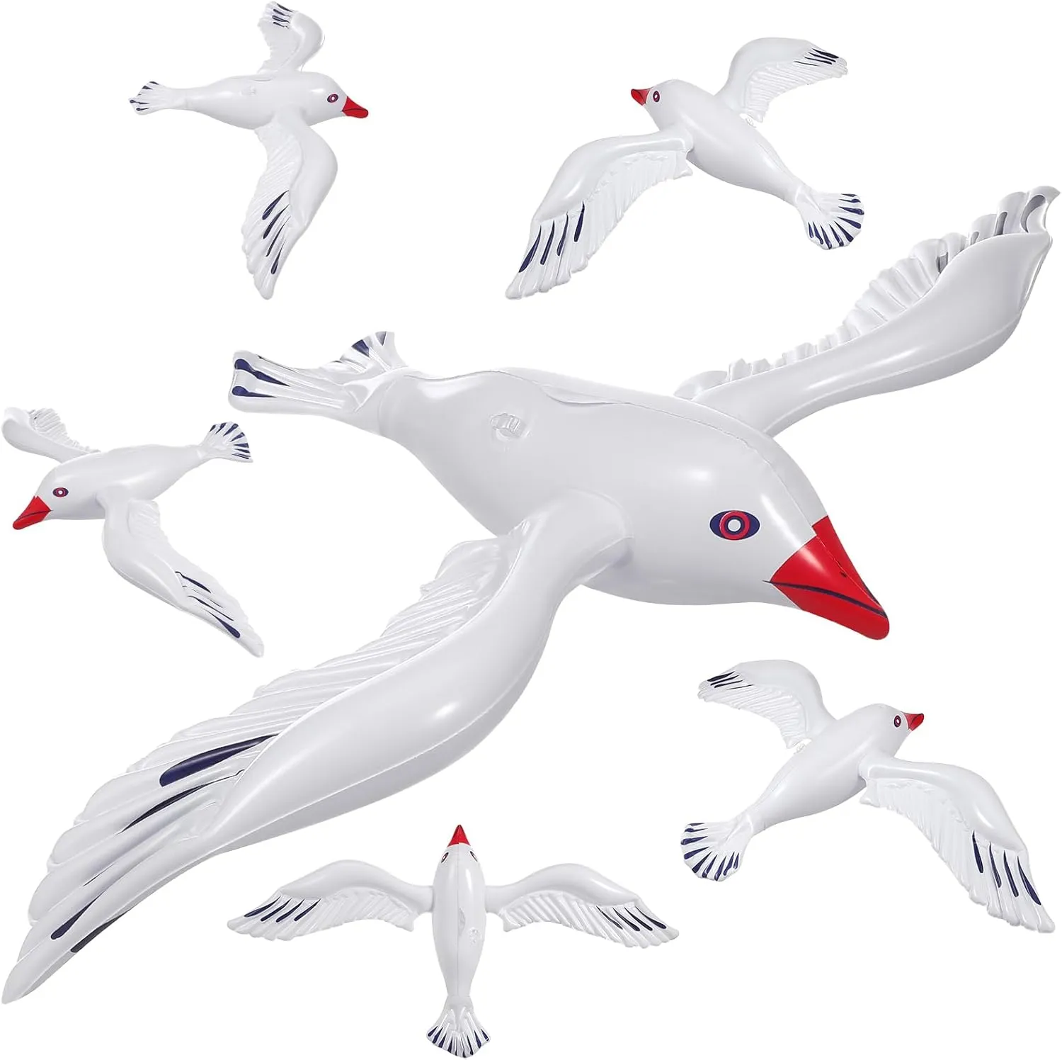 Inflatable Seagull Balloons, 6PCS Summer Beach Hawaiian Swimming Pool Party Decorations Blow Up Birds Balloons for Kids Outdoor Water Activities