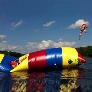 Inflatable Water Catapult Bag Jumping Pillow with Air Pump Compatible Foot Outdoor Toys for Adults and Children
