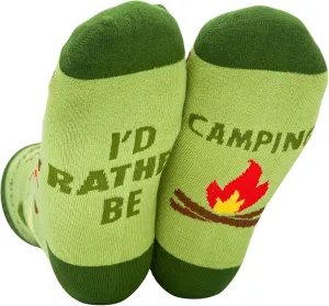 InnoBeta Camping Gifts: 'I'd Rather Be Camping' Crew Socks for Men & Women, One Size