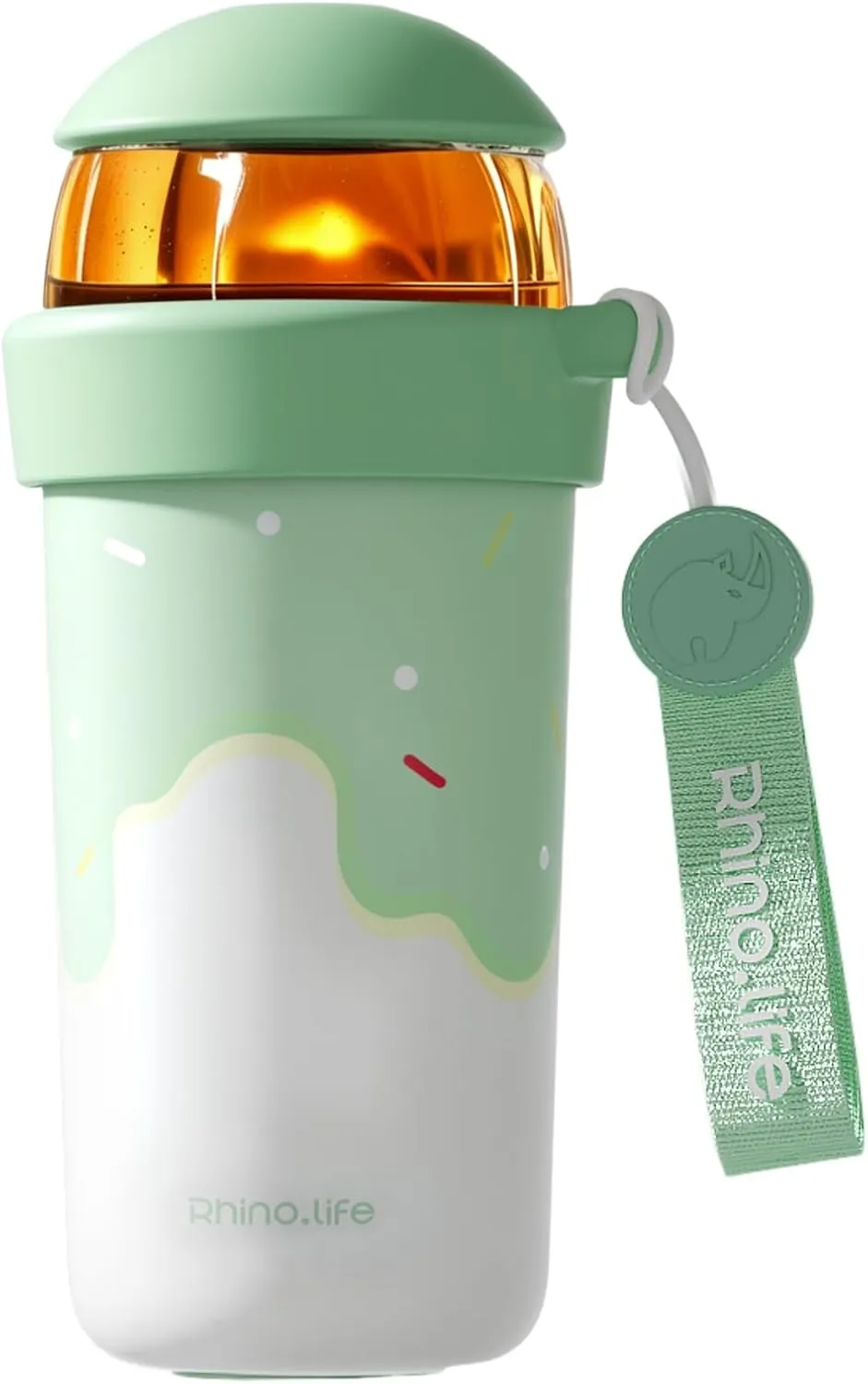 Insulated 20oz Travle Tea Infuser Cup Mug With Lid loose leaf Tea steeper Vacumm Bottle Double wall Bottle (Blue White)