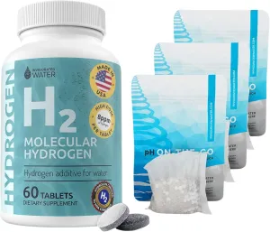 Invigorated Water Hydrogen & Alkaline Bundle – H2 Molecular Hydrogen 60 Tablets & pH On-The-Go Alkaline Water Filter Pouch – Energy, Antioxidant & pH Boost – Portable Filtration System