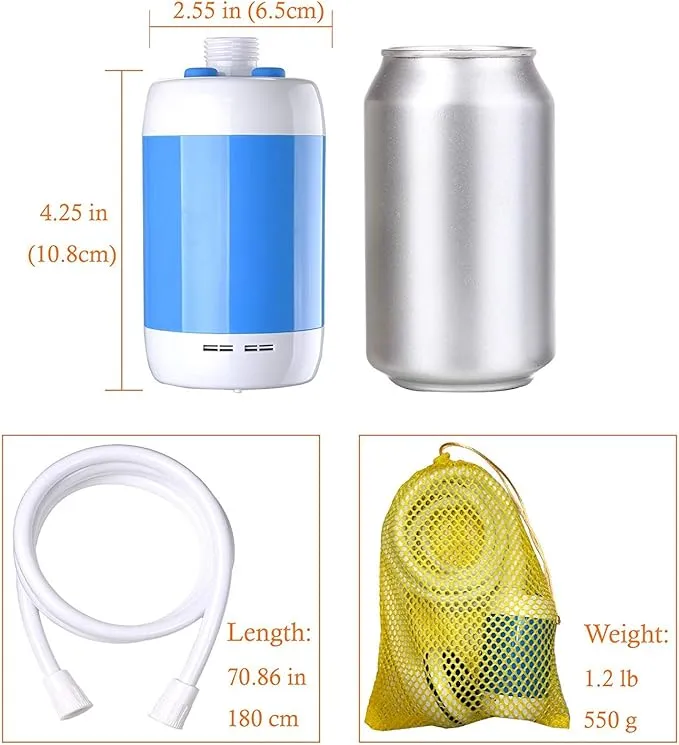 Iron Hammer Portable Shower Electric Shower Camping Shower with Shower Head Shut OFF Valve