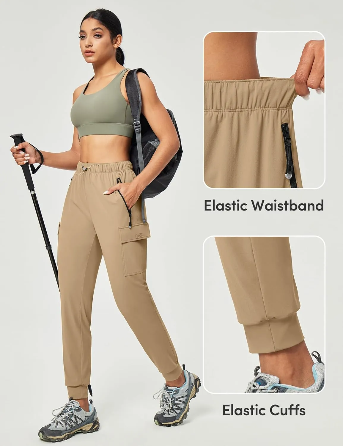 IUGA Women's Hiking Pants Cargo Joggers for Women with Pockets Lightweight Stretchy Quick Dry Travel Athletic Outdoor UPF50 