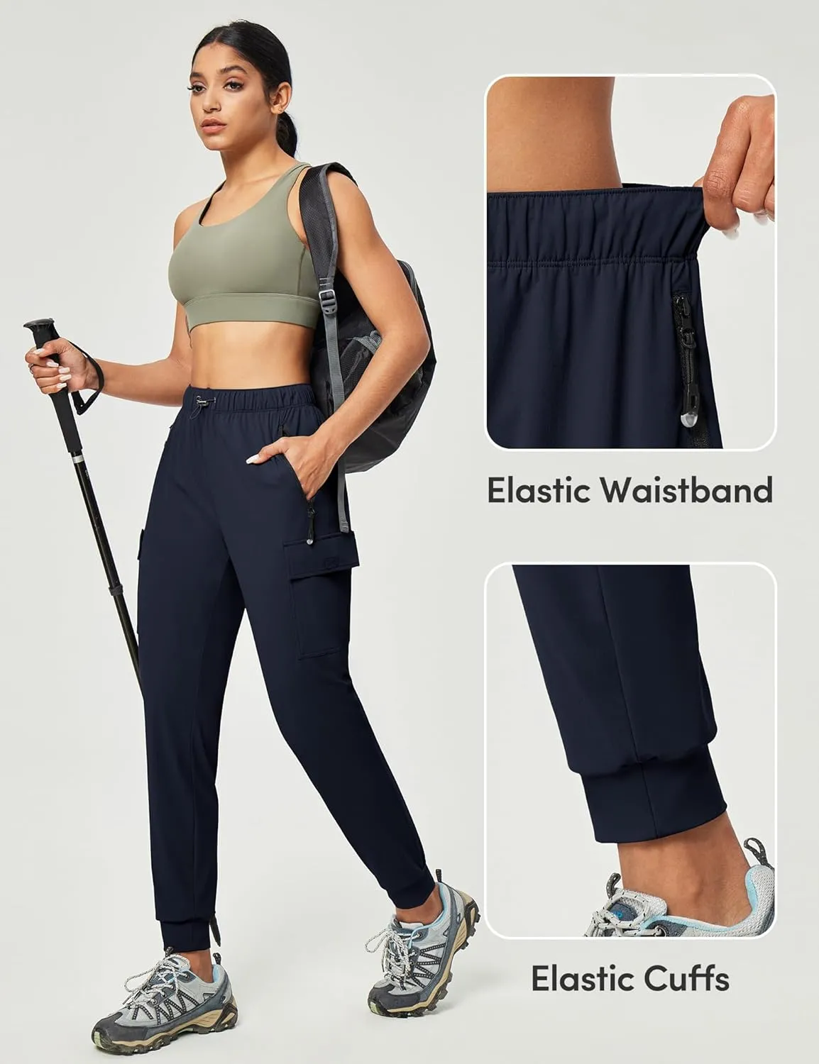 IUGA Women's Hiking Pants Cargo Joggers for Women with Pockets Lightweight Stretchy Quick Dry Travel Athletic Outdoor UPF50 