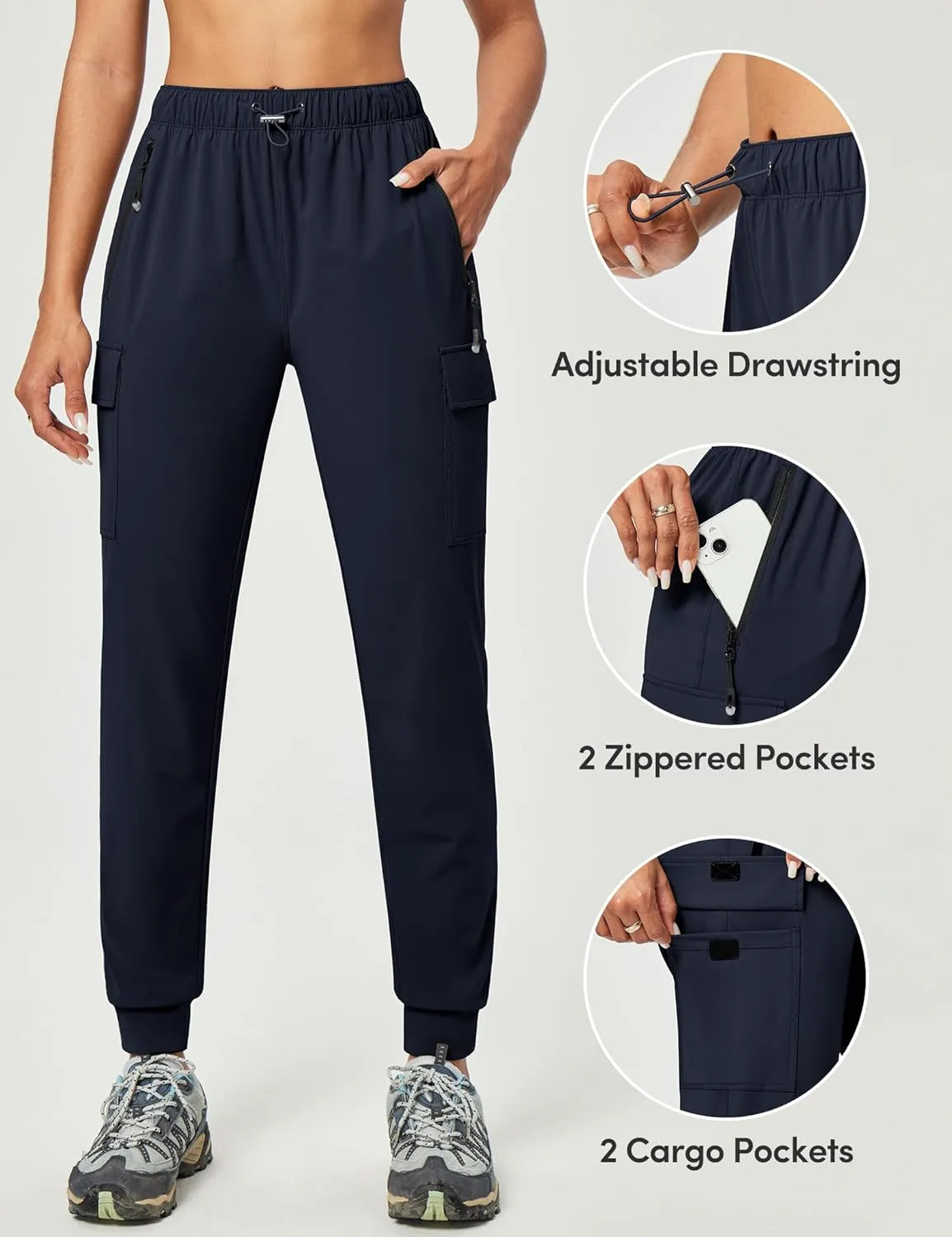 IUGA Women's Hiking Pants Cargo Joggers for Women with Pockets Lightweight Stretchy Quick Dry Travel Athletic Outdoor UPF50 