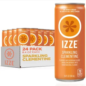IZZE Sparkling Juice Beverage Blend, Clementine, No Sugar Added, 8.4 FL OZ, 24 Cans