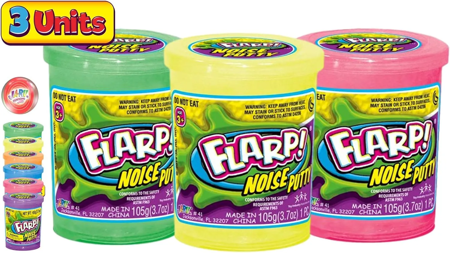 JA-RU Flarp Noise Putty Scented (3 Units Assorted) Passing Gas Noise Putty Squishy Sensory Toys for Easter, ADHD Autism Stress Toy, Great Party Favors Fidget for Kids & Adults Boys & Girls. 10041-3