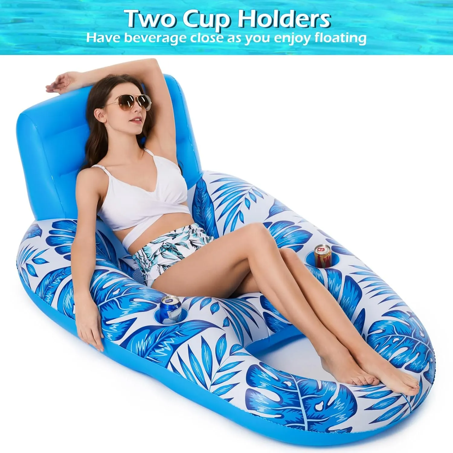 Jasonwell Inflatable Pool Float Adult - Pool Floaties Lounger Floats Raft Floating Chair Water Floaties for Swimming Pool Lake Lounge Float with Cup Holders Beach Pool Party Toys for Adults