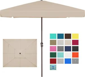 JEAREY 8x10 ft Rectangular Patio Umbrellas Outdoor Table Market Umbrella w/Crank, 8 Sturdy Ribs, UV Protection Waterproof Sunproof(Beige)