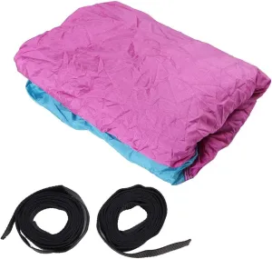Jerliflyer Hammock, Portable Double Hammock Hanging Bed with Tree Strap Widen Lengthen Lightweight Strong Bearing Capacity for Camping, Travel (Light Blue   Pink)