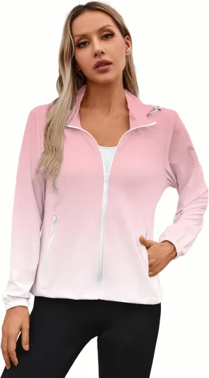 Joe Wenko Women's UPF 50  Sun Protection Athletic Jacket Pockets Long Sleeve Lightweight Cooling Shirts Hiking Outdoor