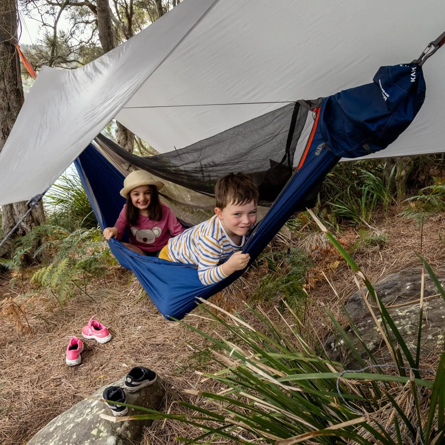 KAMMOK Mantis Hammock, All Seasons, Mosquito Net, Storage Bag, Camping, Outdoor Activities - Midnight Blue