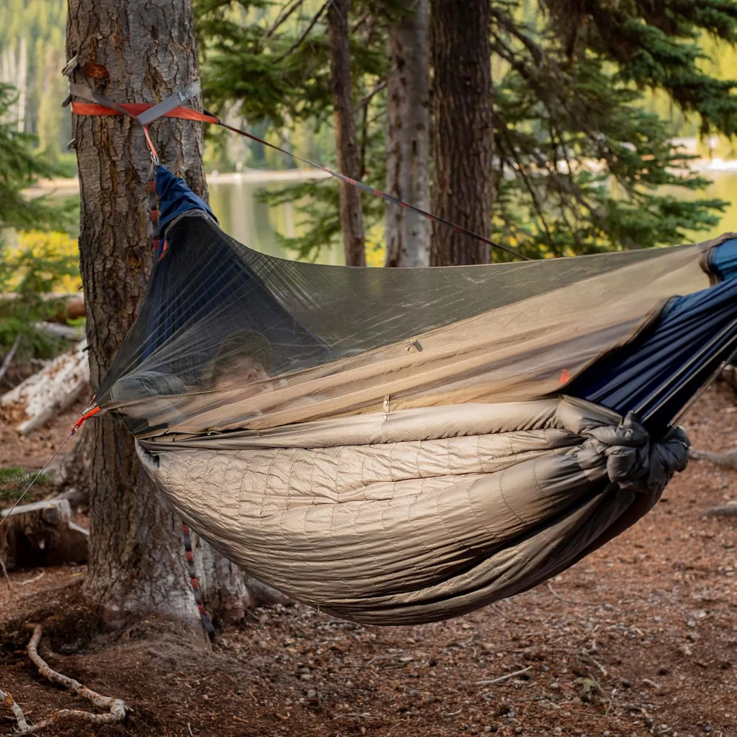 KAMMOK Mantis Hammock, All Seasons, Mosquito Net, Storage Bag, Camping, Outdoor Activities - Midnight Blue