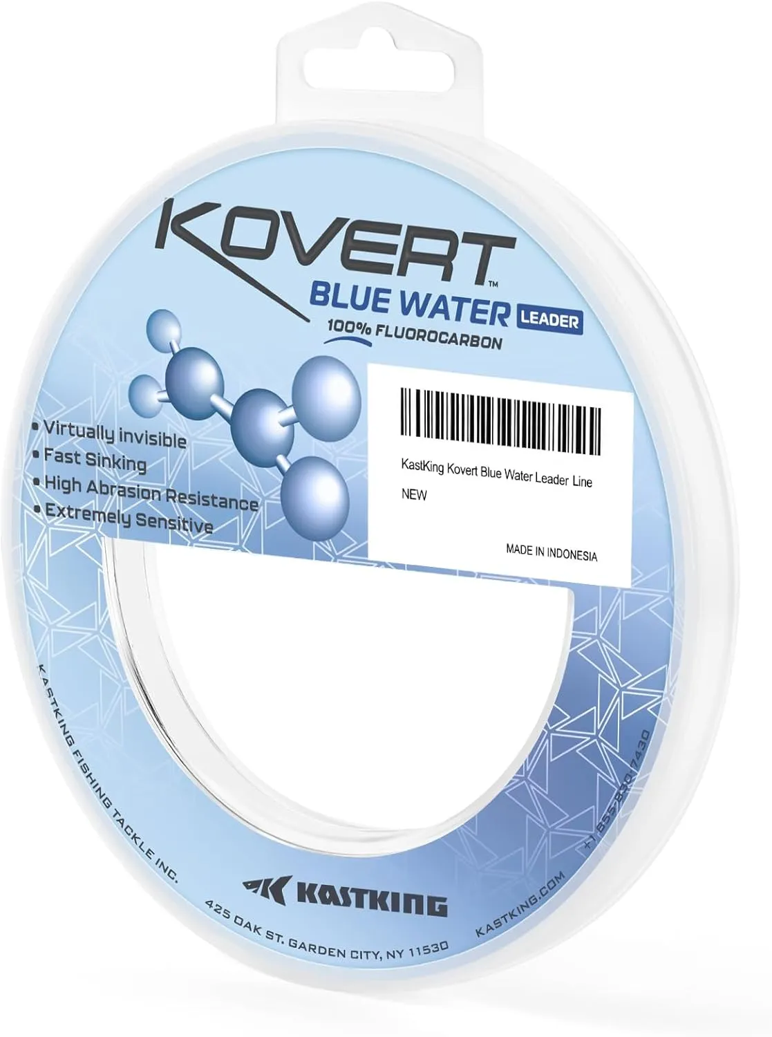 KastKing Kovert Blue Water 100% Fluorocarbon Fishing Line, Clear Fishing Leader, Extreme Clarity, Fast Sinking, Shock Resistant, Ultra-Low Visibility, Invisible Underwater, High Abrasion Resistance