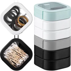 Kathfly 6 Pcs Hair Tie Container Dispenser Organizer Hair Tie Holder Travel Portable Bobby Pin Holder Cotton Swabs Dispenser Women Bathroom Storage Accessory(Neutral Colors)