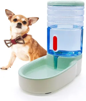 Kathson Gravity Dog Water Dispenser - Automatic Cat Drinking Station, 1 Gallon Large Capacity Puppy Water Bowl for Small & Medium Dogs & Cats, Green