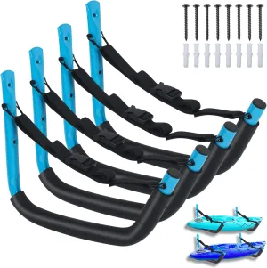 Kayak Storage Rack, Kayak Wall Mount for Garage, Kayak Storage Rack Wall Mount for Hanging Canoe Surfboard Snowboard Paddle Board Ladders Bikes- for Garage or Shed Outdoor Storage (4 Pack 6 Color)