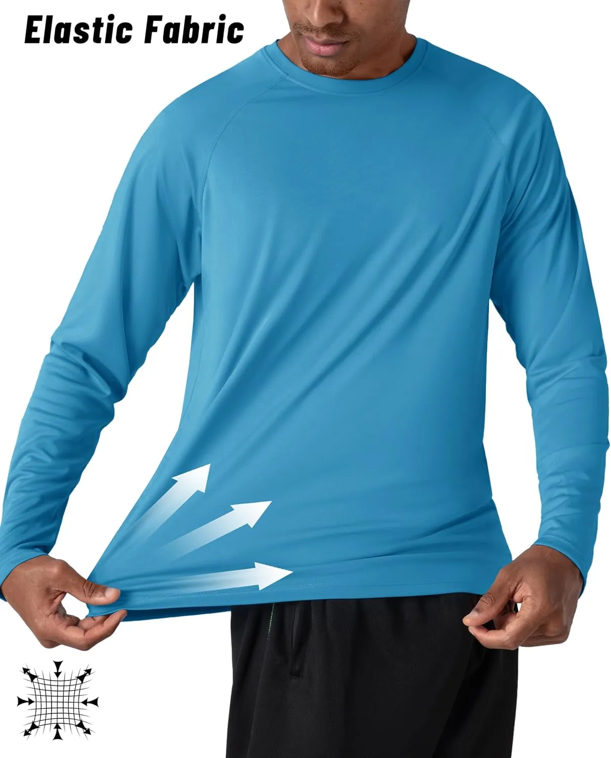 KEFITEVD Men's UV Sun Protection UPF 50  Shirts Long Sleeve Rash Guard Workout Quick Dry Shirt for Hiking Fishing Swimming