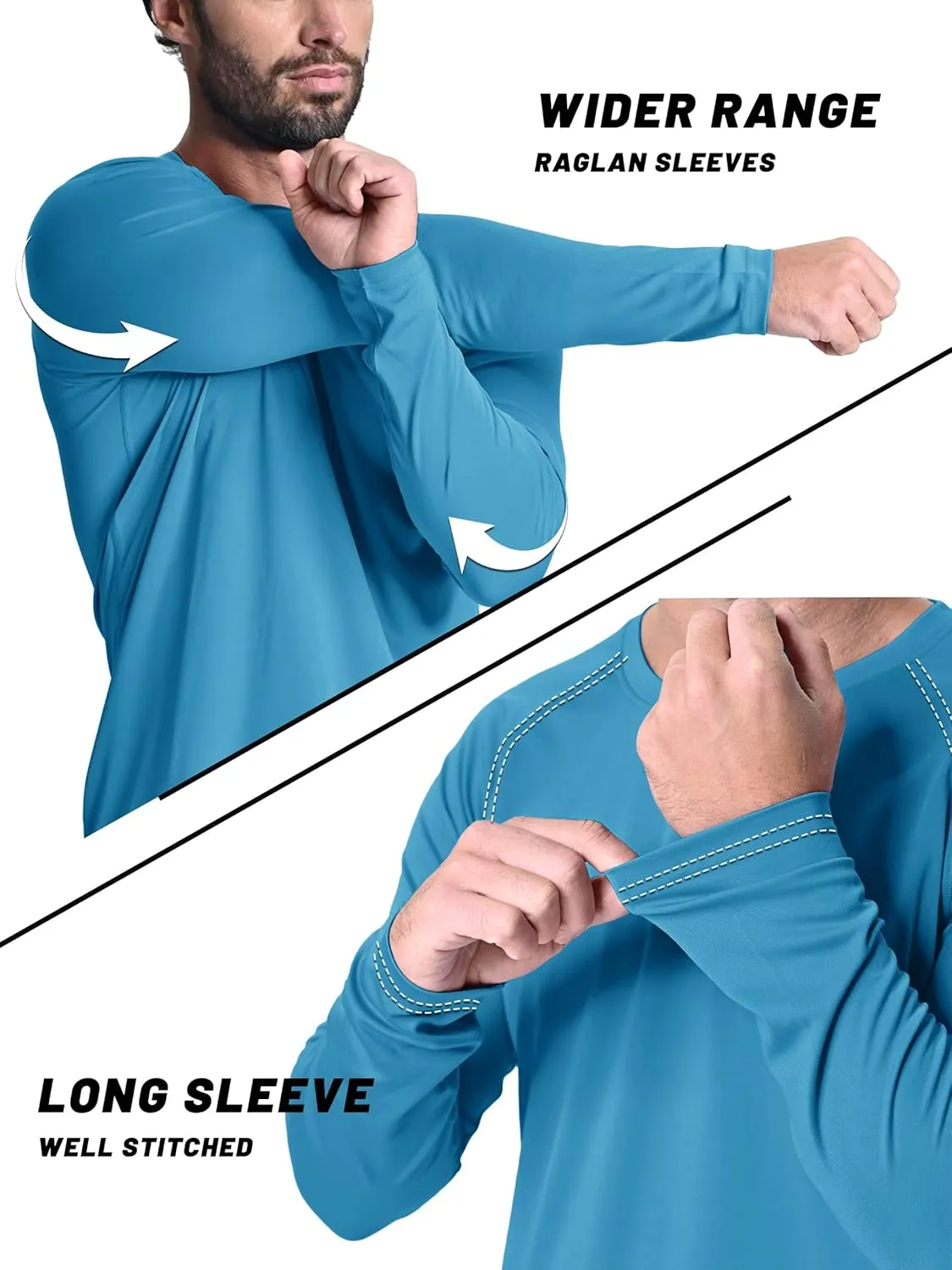 KEFITEVD Men's UV Sun Protection UPF 50  Shirts Long Sleeve Rash Guard Workout Quick Dry Shirt for Hiking Fishing Swimming