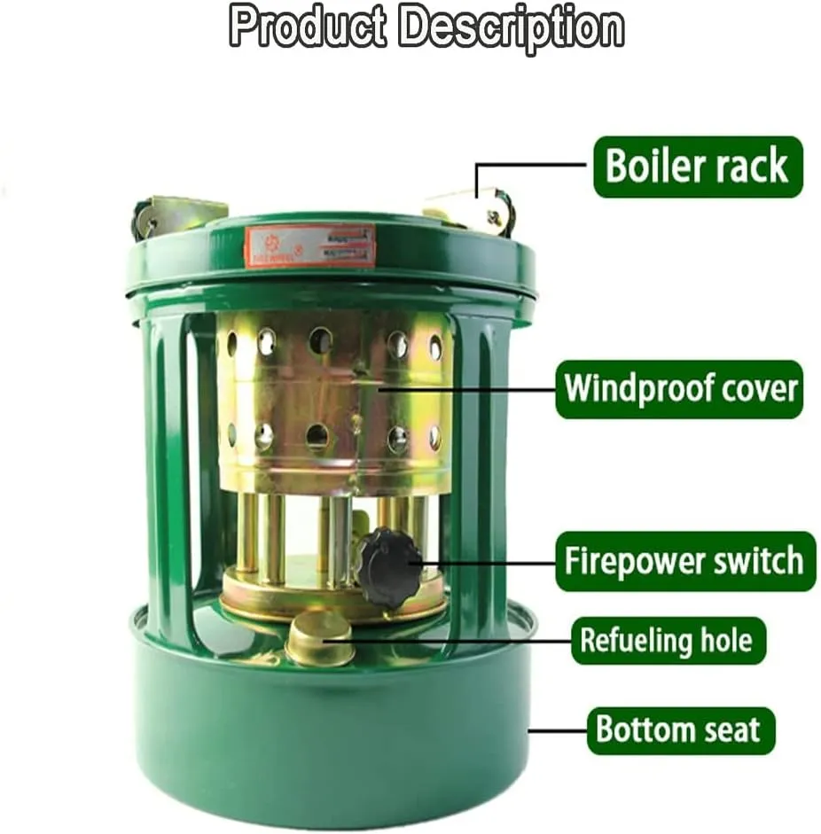 Kerosene Stove Heater, Outdoor Camping Gas Stove Camp Garage Tent Heater, Portable Fuel Oil Stove, Camping Mini Heater for Travel Picnic, BBQ Essentials, Hunting Outdoor, Picnic, Green