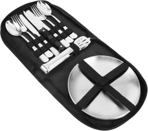 KESYOO Camping Utensil Set 10pc Reusable Silverware Set Travel Cutlery Case Compact for Outdoor Camping Fishing
