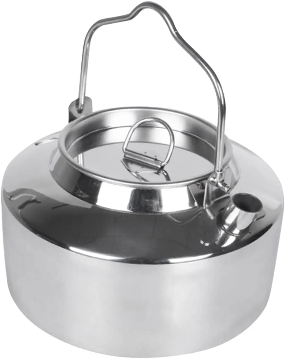 KESYOO Stainless Steel Portable Kettle Camping Tea Kettle for Outdoor Cooking Multi-Function Kitchen Accessory