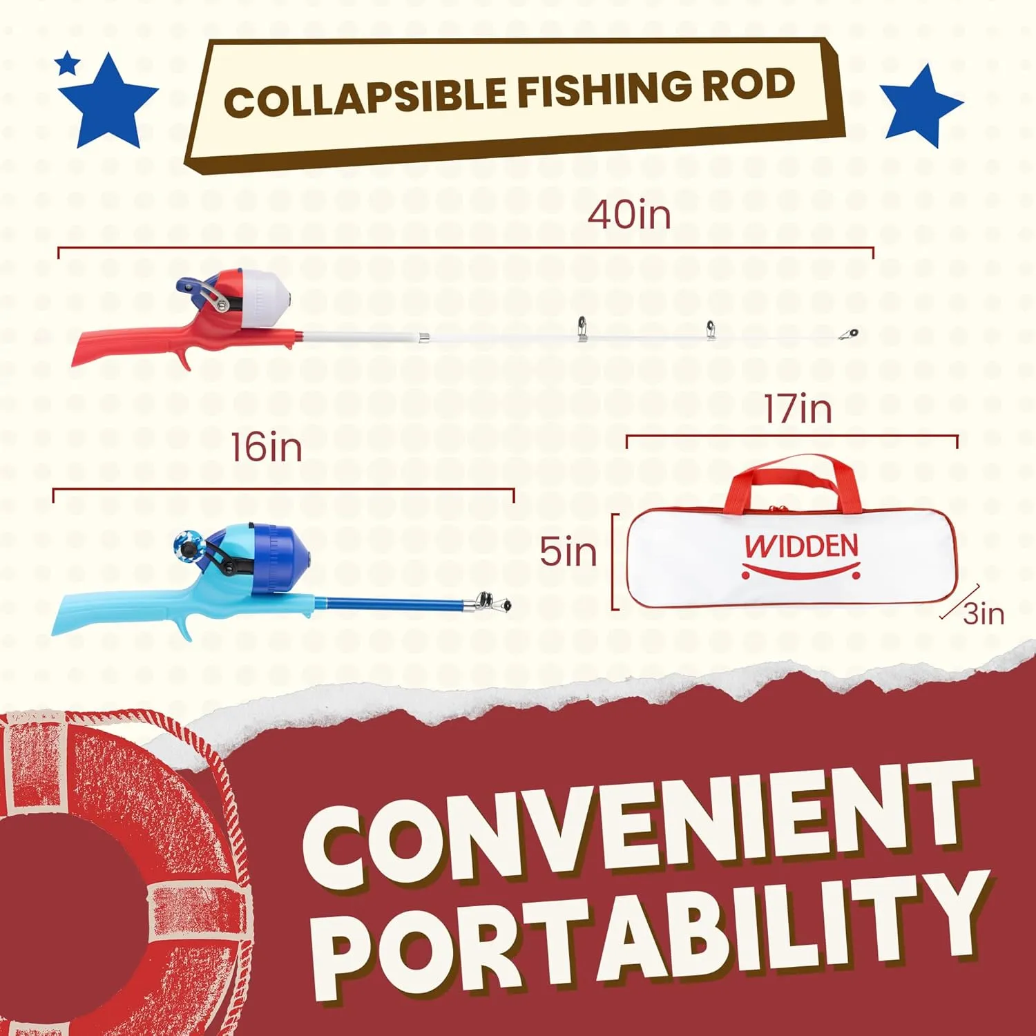 Kids Fishing Pole, Telescopic Fishing Rod, Toddler Collapsible Fishing Rod and Reel Combo with Tackle Box, Fishing Line, Bobber, and Soft Lures for Boy, Girl, Youth, Beginner, Over 4 Years Old