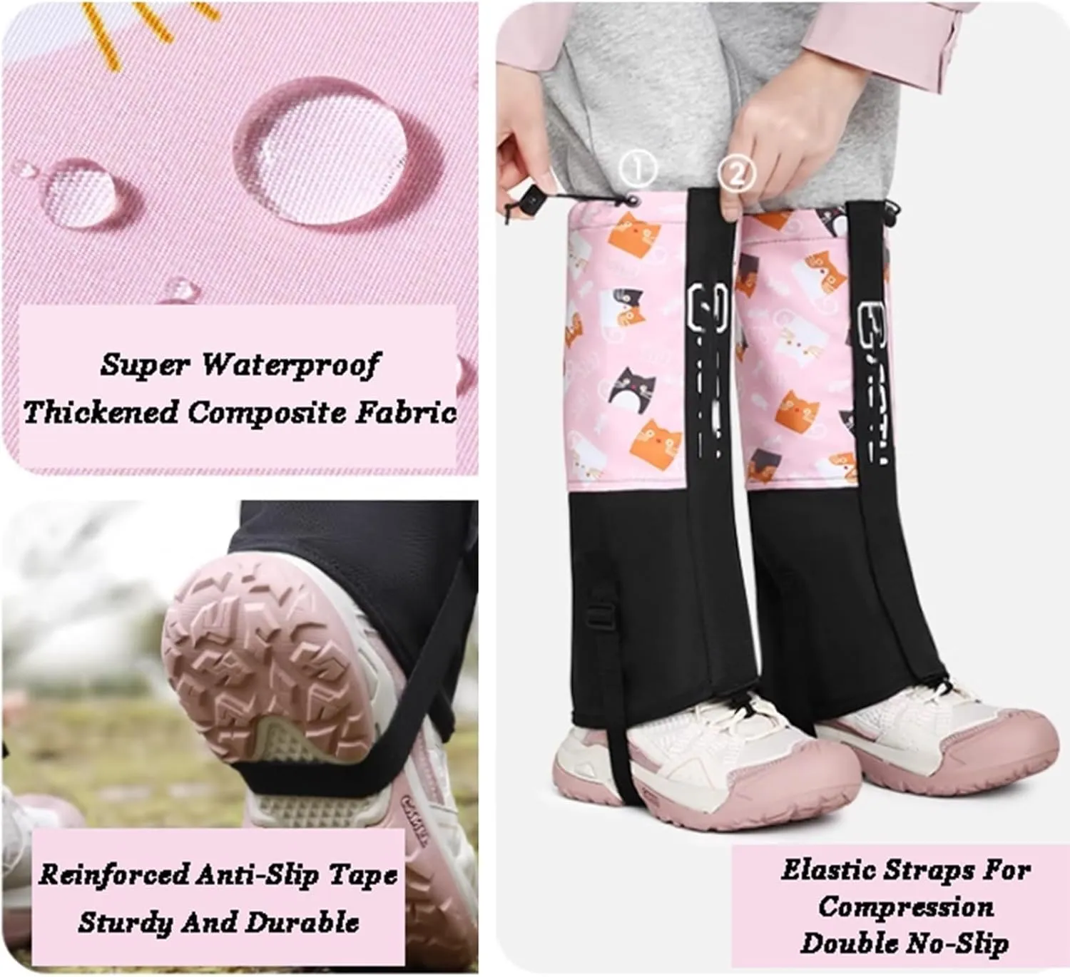 Kids Gaiters,Hiking Leg Gaiters,Lower Legs Guards,Adjustable Leg Cover,Waterproof Nylon Cloth for Climbing Cycling Home Gardening