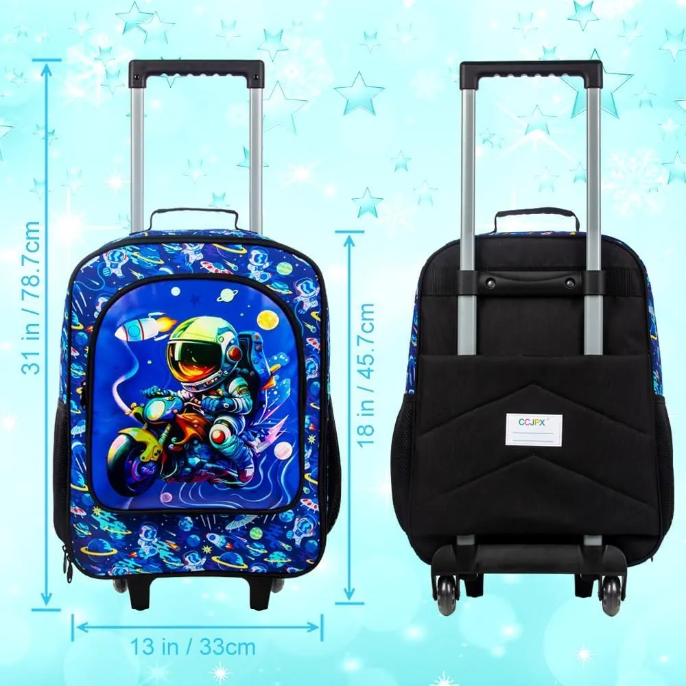 Kids Luggage for Boys, Water Resistant Rolling Suitcase, Cool Astronauts Travel Carry on for Elementary Preschool Toddler