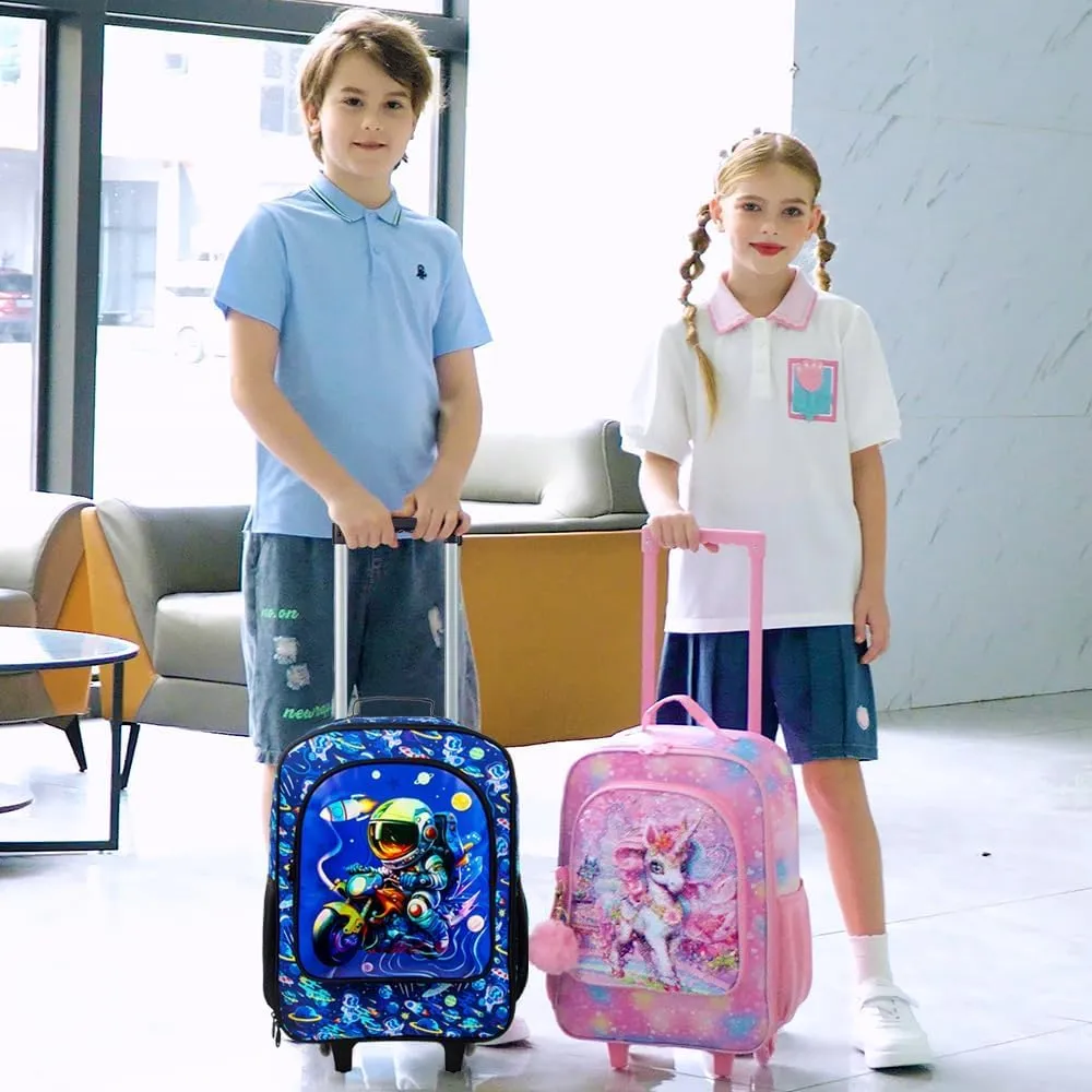 Kids Luggage for Boys, Water Resistant Rolling Suitcase, Cool Astronauts Travel Carry on for Elementary Preschool Toddler
