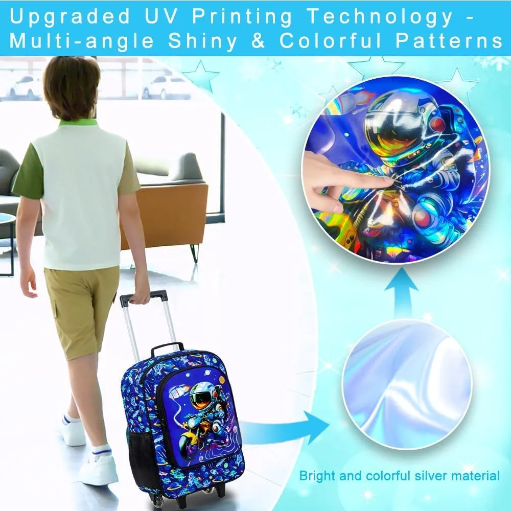 Kids Luggage for Boys, Water Resistant Rolling Suitcase, Cool Astronauts Travel Carry on for Elementary Preschool Toddler