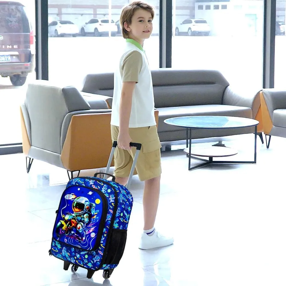 Kids Luggage for Boys, Water Resistant Rolling Suitcase, Cool Astronauts Travel Carry on for Elementary Preschool Toddler