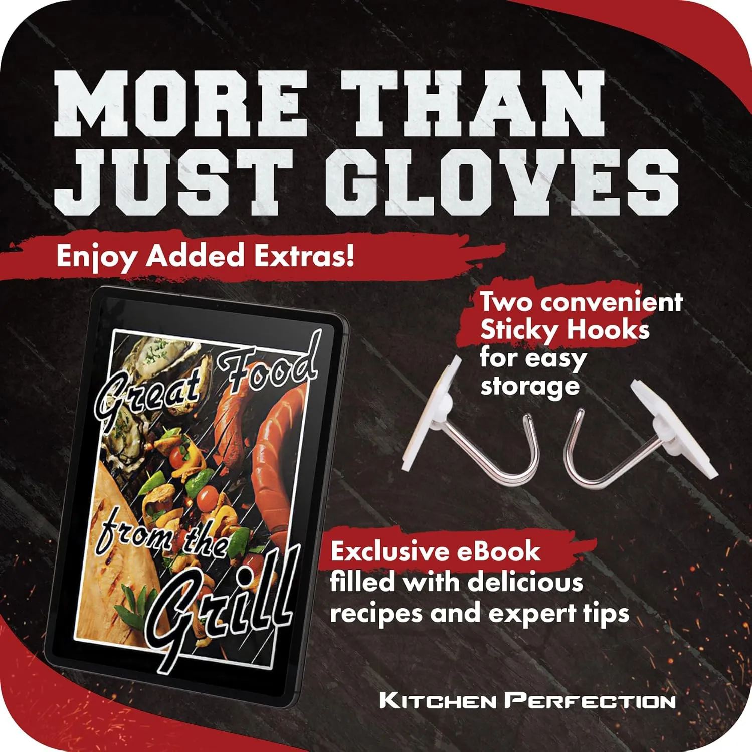 KITCHEN PERFECTION Silicone Smoker Oven Gloves -Extreme Heat Resistant Bbq Gloves -Handle Hot Food Right on Your Smoker Grill Fryer Pit|Waterproof Oven Mitts Grill Gloves |Superior Value Set 3 Bonuses