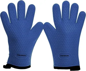 KITCHEN PERFECTION Silicone Smoker Oven Gloves -Extreme Heat Resistant BBQ Gloves -Handle Hot Food Right on Your Smoker Grill Fryer Pit|Waterproof Oven Mitts Grill Gloves |Superior Value Set 3 Bonuses