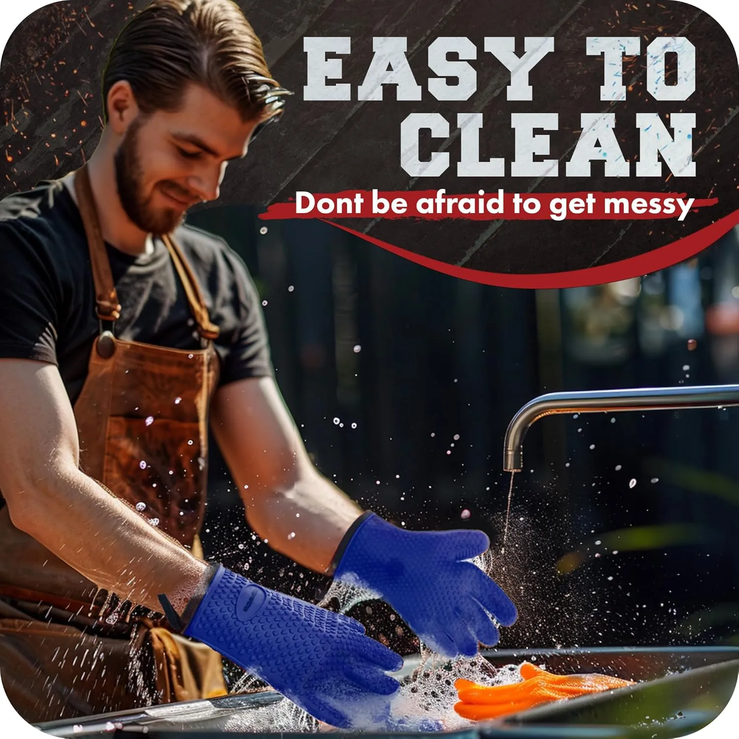 KITCHEN PERFECTION Silicone Smoker Oven Gloves -Extreme Heat Resistant Bbq Gloves -Handle Hot Food Right on Your Smoker Grill Fryer Pit|Waterproof Oven Mitts Grill Gloves |Superior Value Set 3 Bonuses