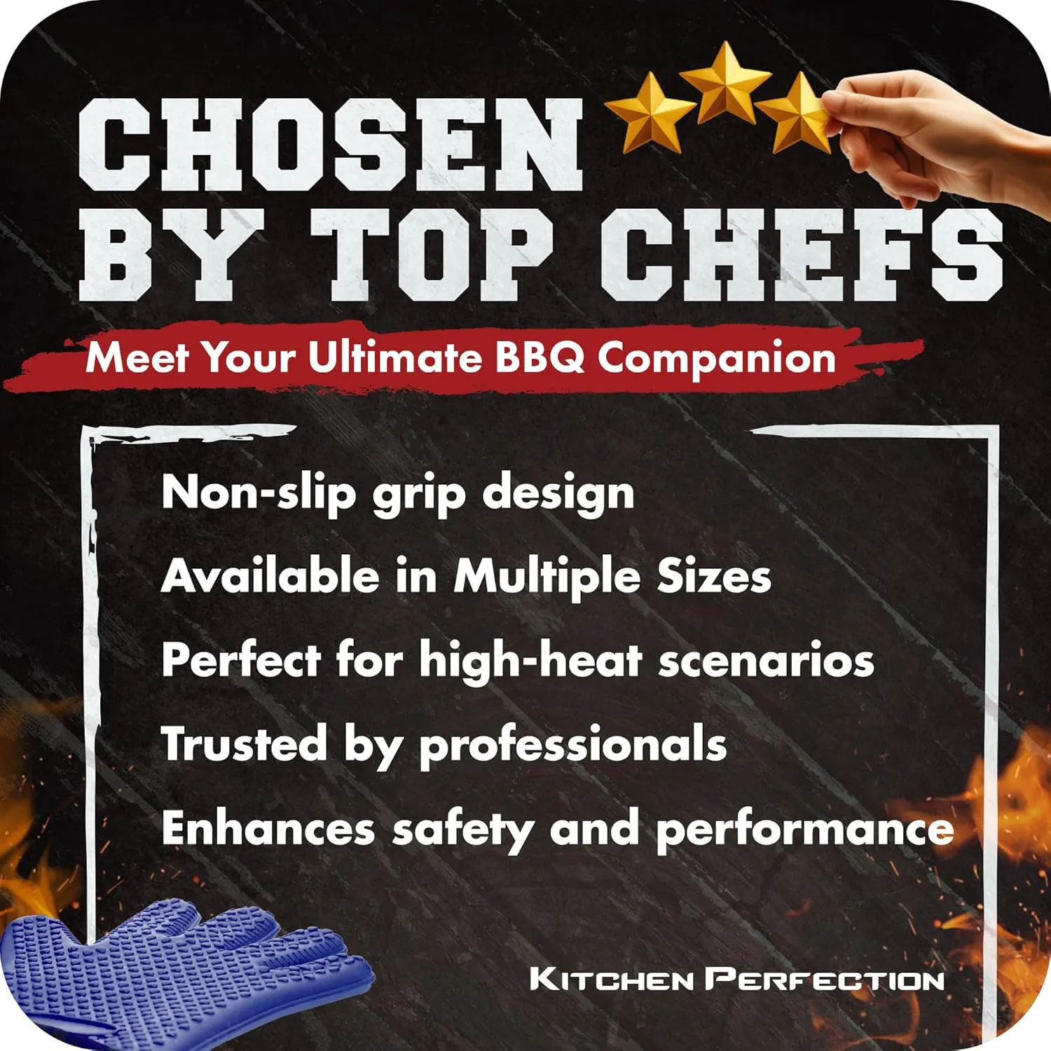 KITCHEN PERFECTION Silicone Smoker Oven Gloves -Extreme Heat Resistant Bbq Gloves -Handle Hot Food Right on Your Smoker Grill Fryer Pit|Waterproof Oven Mitts Grill Gloves |Superior Value Set 3 Bonuses