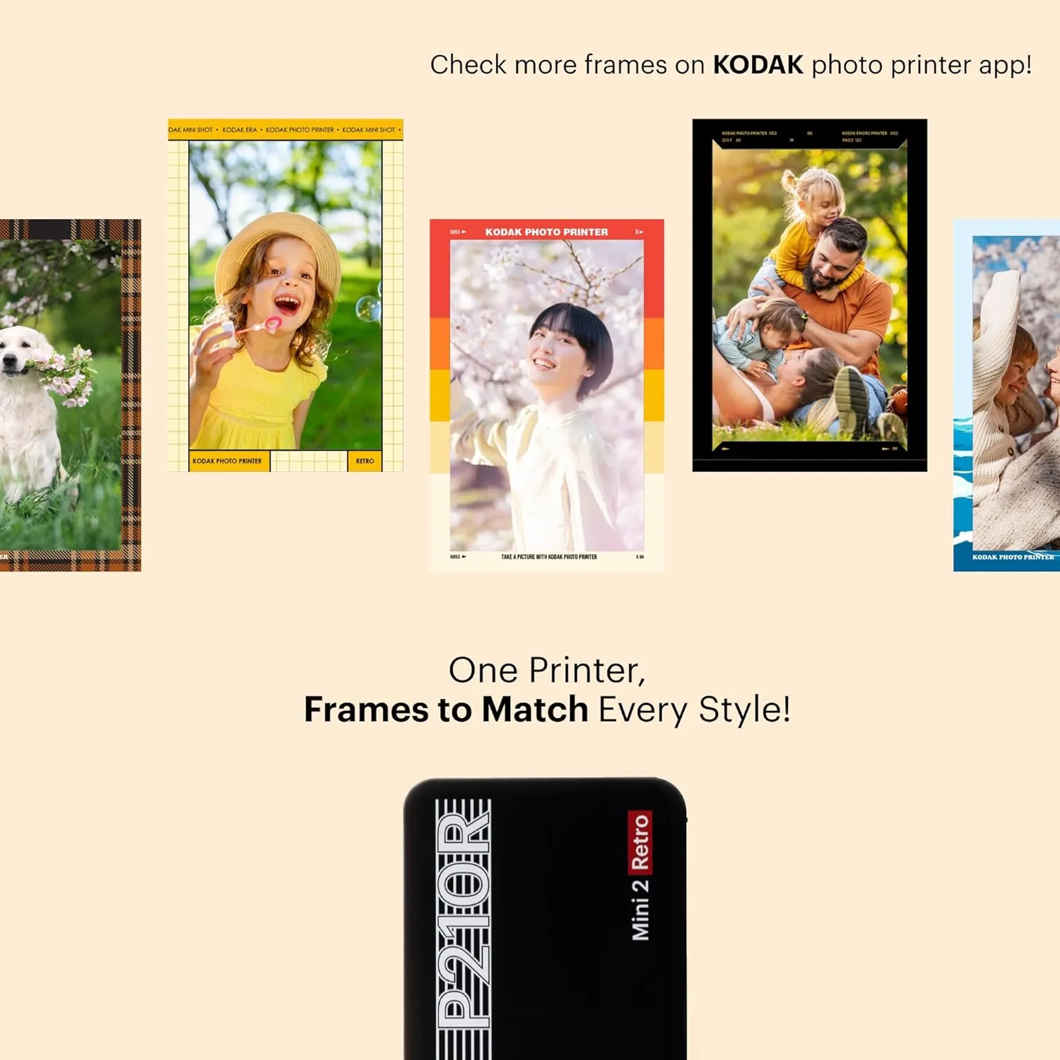 KODAK Mini 2 Retro 4PASS Portable Photo Printer, 2.1x3.4 inches, 68 Sheets Bundle, White