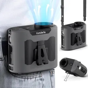 KOMBELLA Portable Waist Fan Clip on Belt, 2025 Upgraded Shirt Fan with 10000mAh Battery & 5 Speeds, 35H Hands-Free Cool Clip for Jobsite, Camping, Travel(Grey)