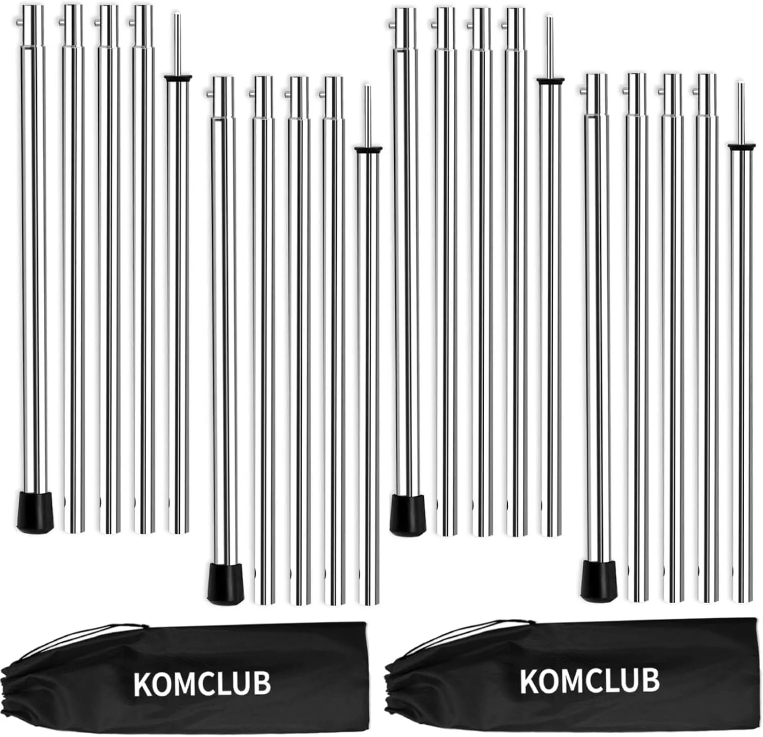 KOMCLUB Telescoping Tent Poles Adjustable Tarp Poles Camping Stainless Steel Lightweight Tent Poles for Trap Sun Sails Canopy Awning Shelter Backpacking Hiking 78 in Set of 4