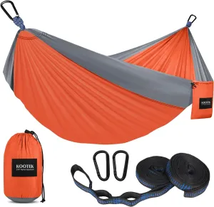 Kootek Camping Hammock 500 lbs Capacity, Portable Hammocks with Tree Straps & Attached Carry Bag, Camping Essentials Gear, Perfect for Outside Indoor Hiking Beach Backpack Travel