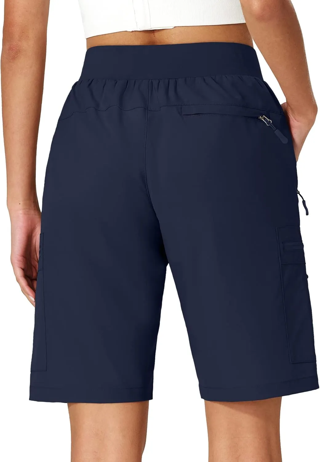 Ksmien Women's Hiking Cargo Shorts Quick Dry Lightweight Summer Shorts with Zipper Pockets for Travel Golf Camping