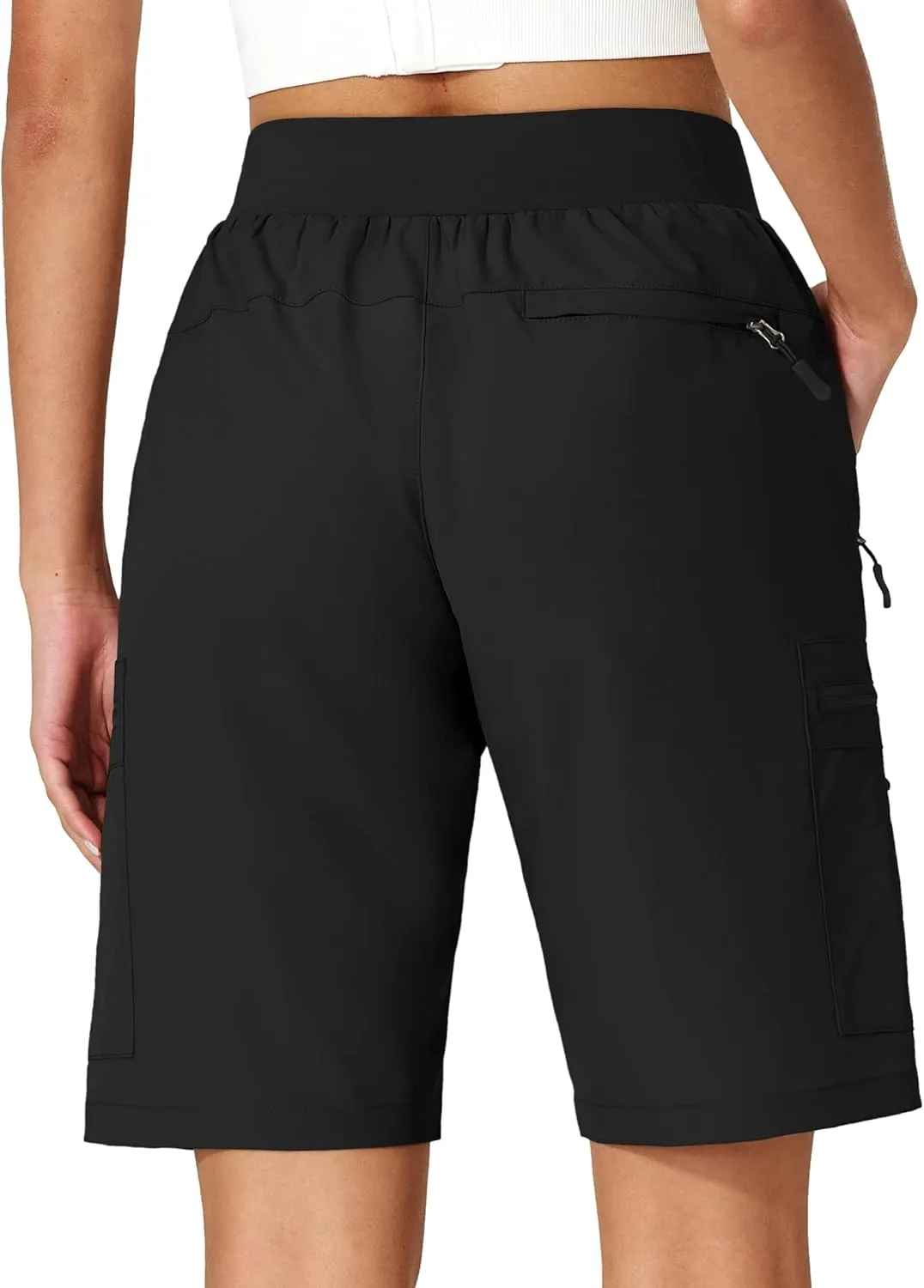 Ksmien Women's Hiking Cargo Shorts Quick Dry Lightweight Summer Shorts with Zipper Pockets for Travel Golf Camping