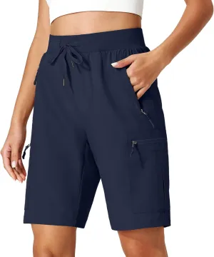 Ksmien Women's Hiking Cargo Shorts Quick Dry Lightweight Summer Shorts with Zipper Pockets for Travel Golf Camping