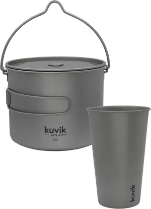 Kuvik 1600ml (54 oz) Titanium Pot with Bail Handle & 500ml (16.9 oz) Titanium Cup Bundle
