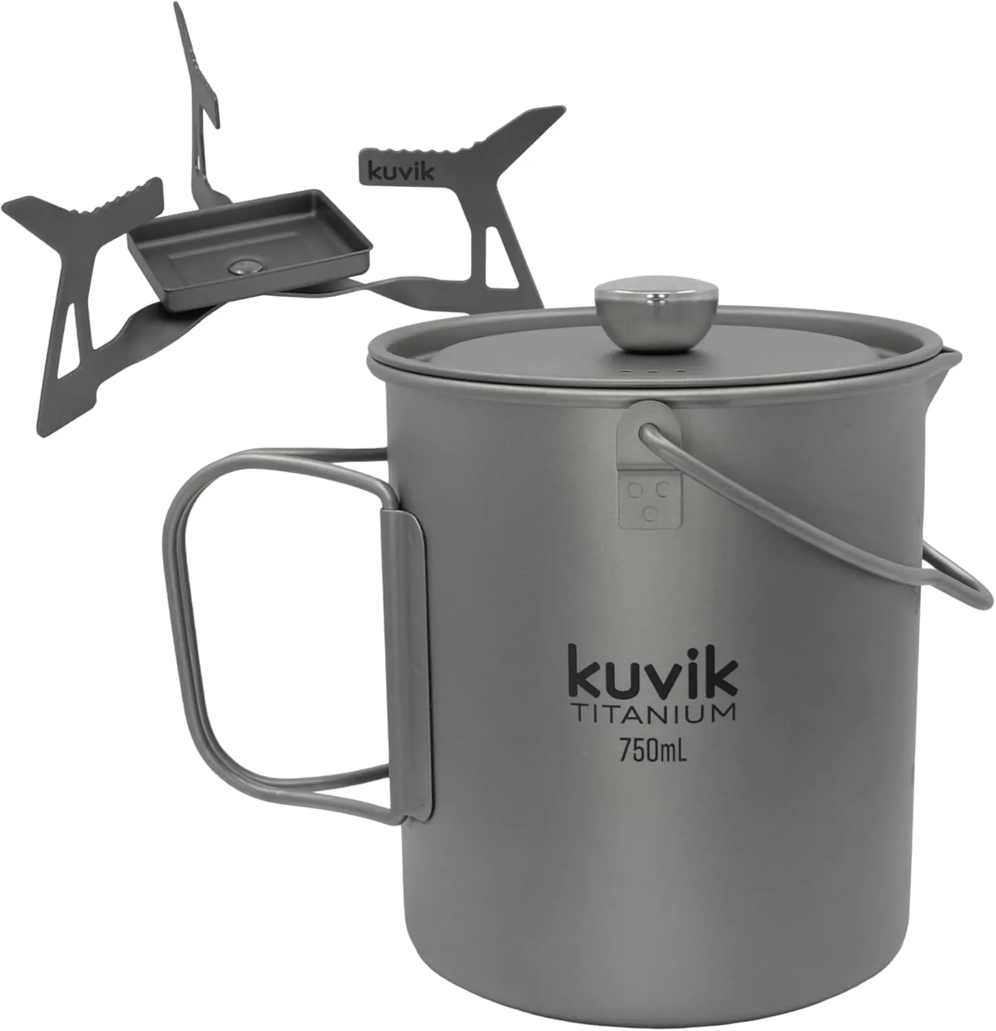 Kuvik Titanium Micro Solid Fuel Stove & 750ml (25.4 oz) Titanium French Press Bundle