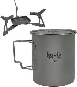 Kuvik Titanium Micro Solid Fuel Stove & 750ml (25.4 oz) Titanium Pot Bundle