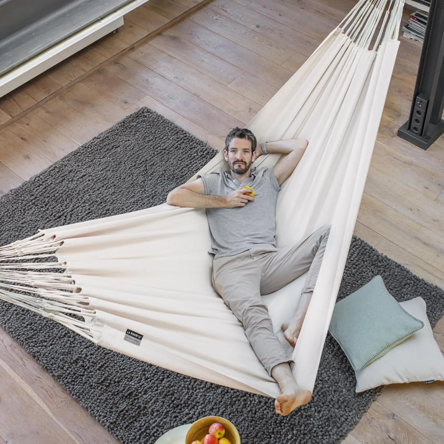 LA SIESTA Modesta Organic Cotton Hammock - Indoor/Outdoor, Bedroom to Backyard, Extra Large Fabric Hammock Bed for 2, Max 440 Lbs, King, Latte